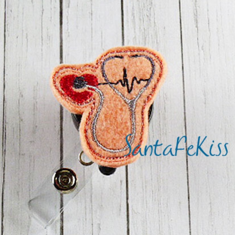 Medical Stethoscope Felt Badge Reel by SantaFeKiss